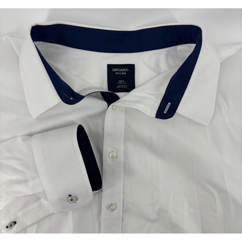 UNTUCKit Fit by DXL Las Cased Special-WF Button Down Shirt Men 3XLT White
